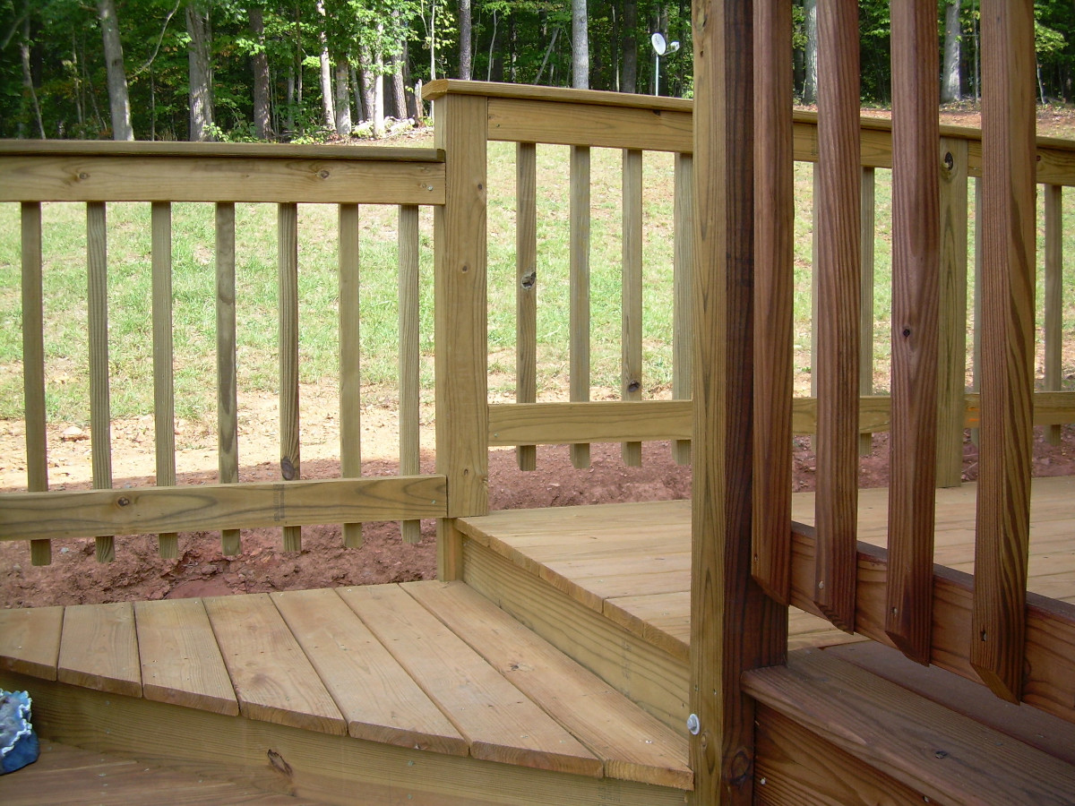 Wooden deck framing and stairs