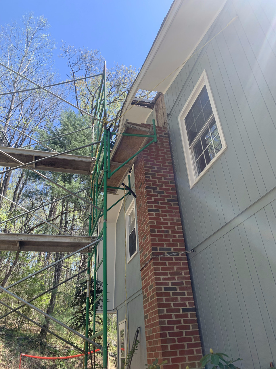 With part of the chimney removed, the opening through the soffit becomes visible.