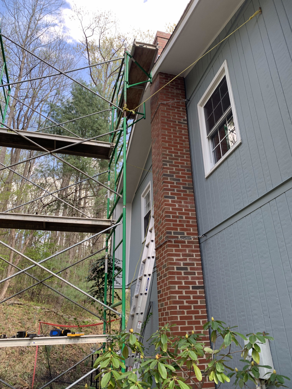 The chimney fully removed.