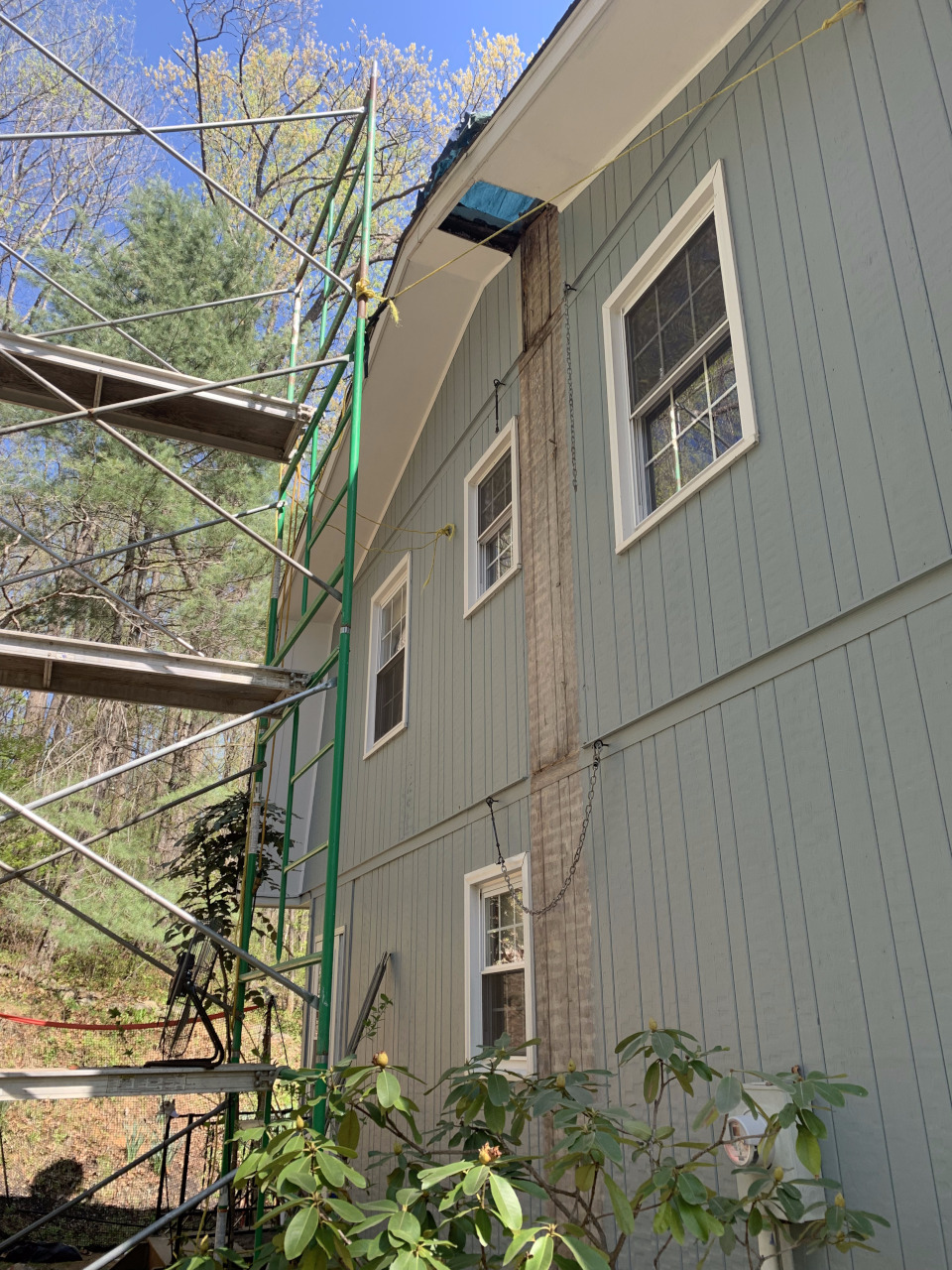 The chimney fully removed.