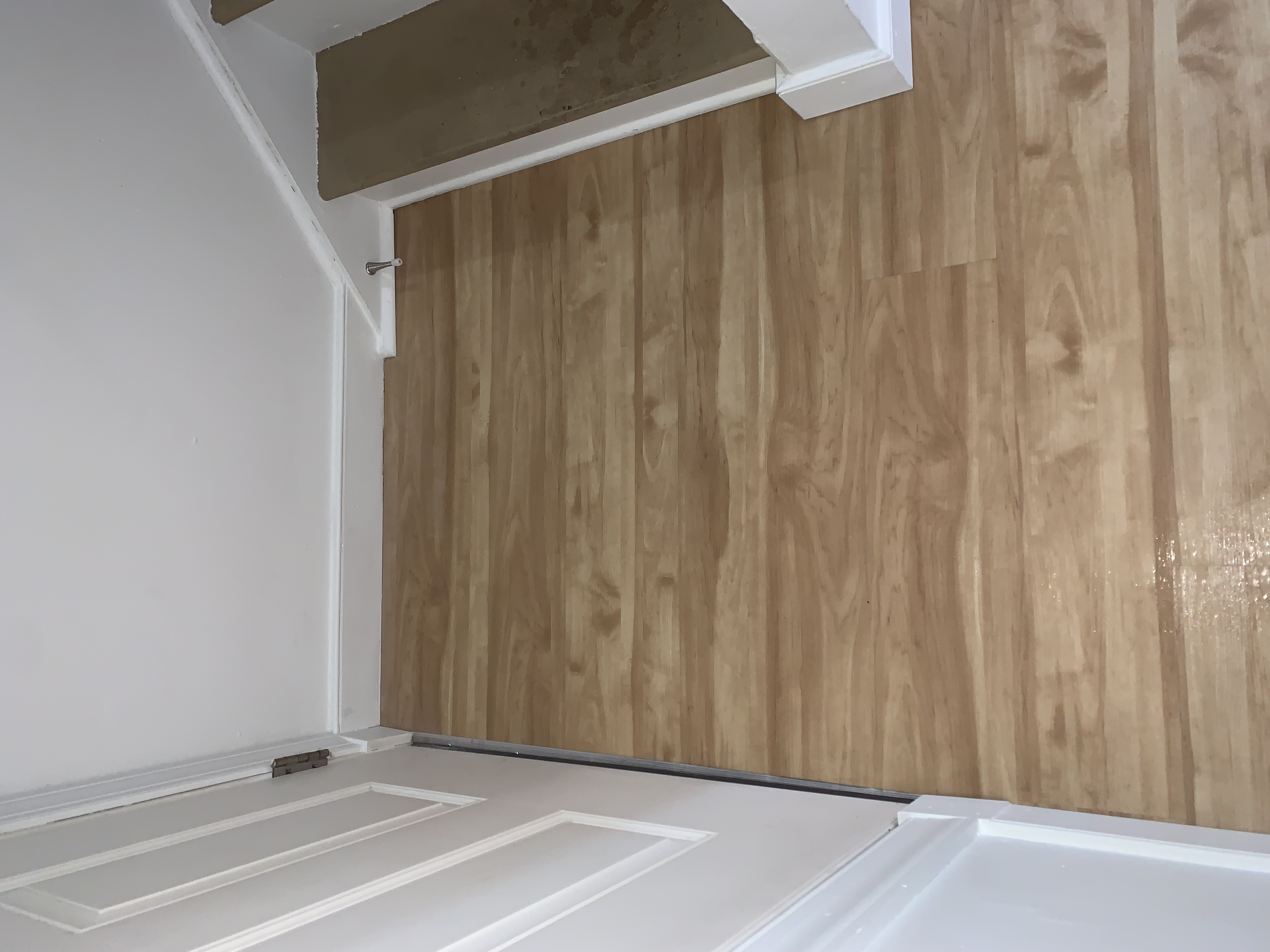 Stair edge trim prepared for reinstall